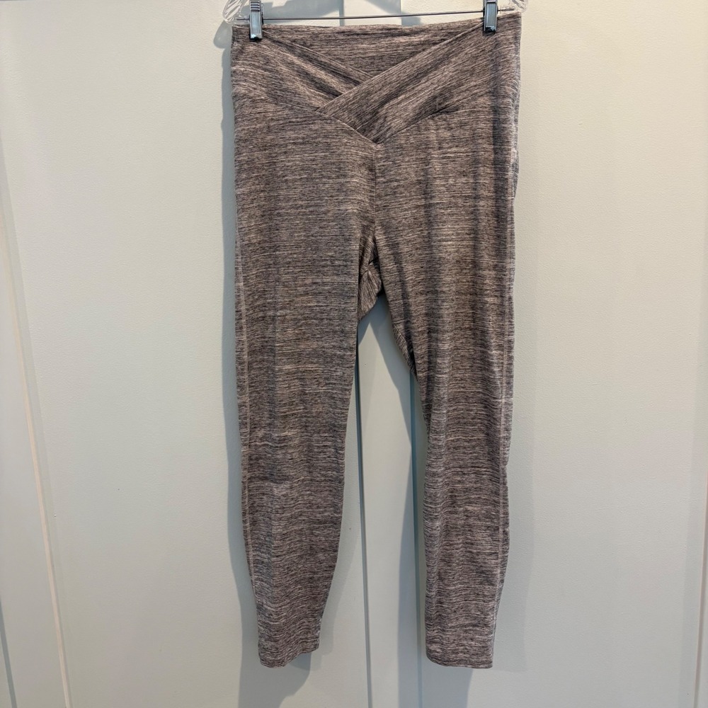PINK Victoria's Secret XL Gray Heather Crossover Waist Cotton Blend Leggings - Picture 2 of 15